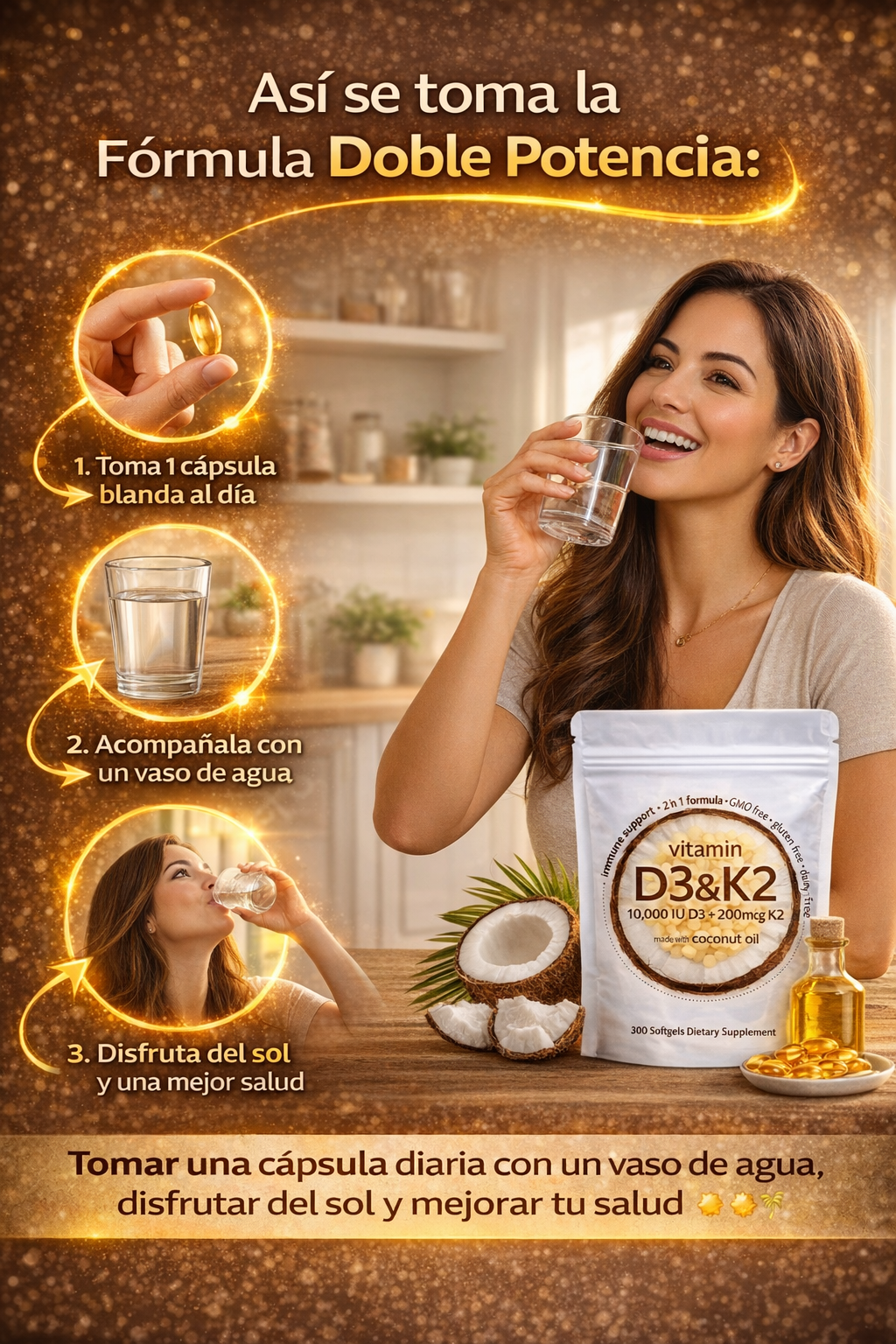 🦴 Más Fuerza Después de los 50 – D3K2 Gold para Huesos y Corazón Saludable